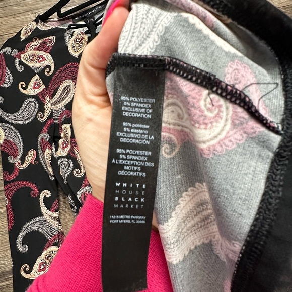 White House Black Market Black White Red Paisley Blouse - Picture 4 of 6